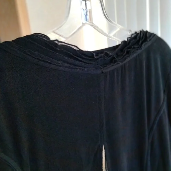 Black MOLLO RELLO Faux Suede Stretch Mix Media Longline Cardigan S/M - Picture 5 of 14